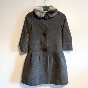 Rothschild Girl’s Charcoal Dressy Coat with Faux Fur Trim Size 6